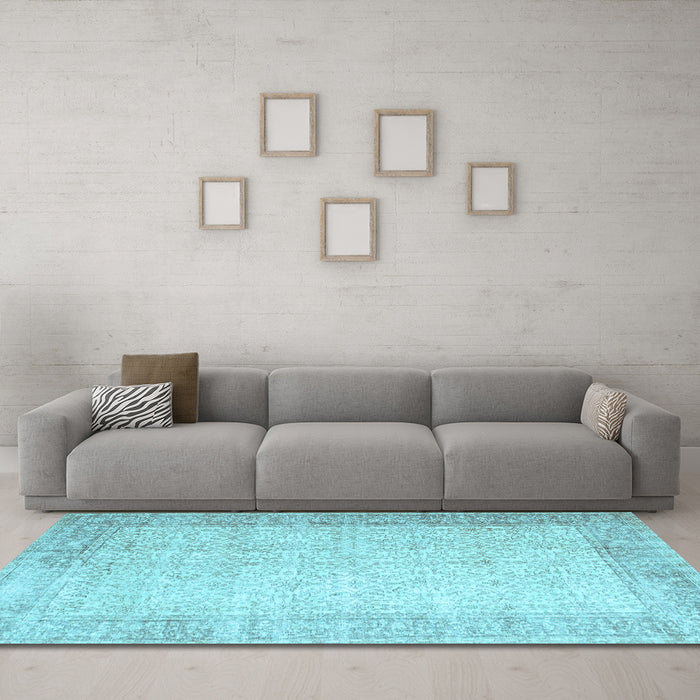 Machine Washable Abstract Light Blue Contemporary Rug in a Living Room, wshcon1311lblu
