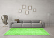 Machine Washable Abstract Green Contemporary Area Rugs in a Living Room,, wshcon1311grn