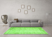 Machine Washable Abstract Green Contemporary Rug, wshcon1311grn