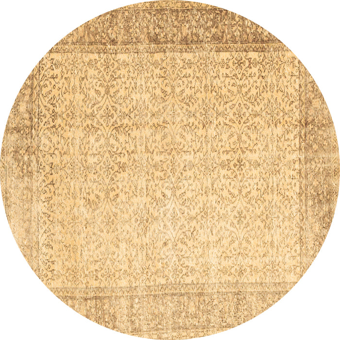 Round Abstract Brown Contemporary Rug, con1311brn