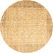 Round Abstract Brown Contemporary Rug, con1311brn