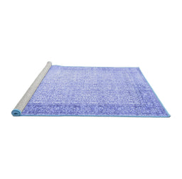Sideview of Machine Washable Abstract Blue Contemporary Rug, wshcon1311blu