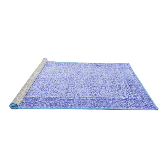 Sideview of Machine Washable Abstract Blue Contemporary Rug, wshcon1311blu