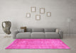 Machine Washable Abstract Pink Contemporary Rug in a Living Room, wshcon1312pnk