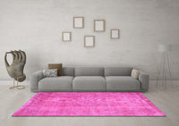 Machine Washable Abstract Pink Contemporary Rug, wshcon1312pnk