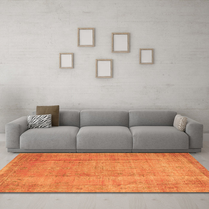 Machine Washable Abstract Orange Contemporary Area Rugs in a Living Room, wshcon1312org