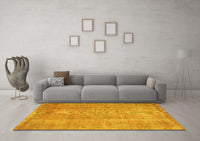 Machine Washable Abstract Yellow Contemporary Rug, wshcon1312yw