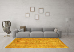 Machine Washable Abstract Yellow Contemporary Rug in a Living Room, wshcon1312yw