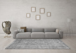 Machine Washable Abstract Gray Contemporary Rug in a Living Room,, wshcon1312gry