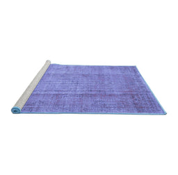 Sideview of Machine Washable Abstract Blue Contemporary Rug, wshcon1312blu