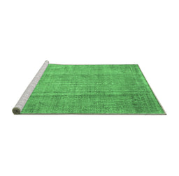 Sideview of Machine Washable Abstract Emerald Green Contemporary Area Rugs, wshcon1312emgrn