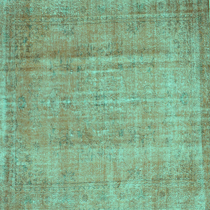 Square Machine Washable Abstract Turquoise Contemporary Area Rugs, wshcon1312turq
