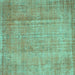 Square Machine Washable Abstract Turquoise Contemporary Area Rugs, wshcon1312turq