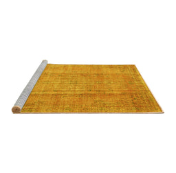 Sideview of Machine Washable Abstract Yellow Contemporary Rug, wshcon1312yw