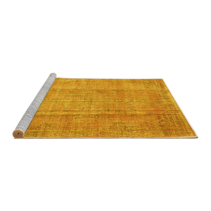 Sideview of Machine Washable Abstract Yellow Contemporary Rug, wshcon1312yw