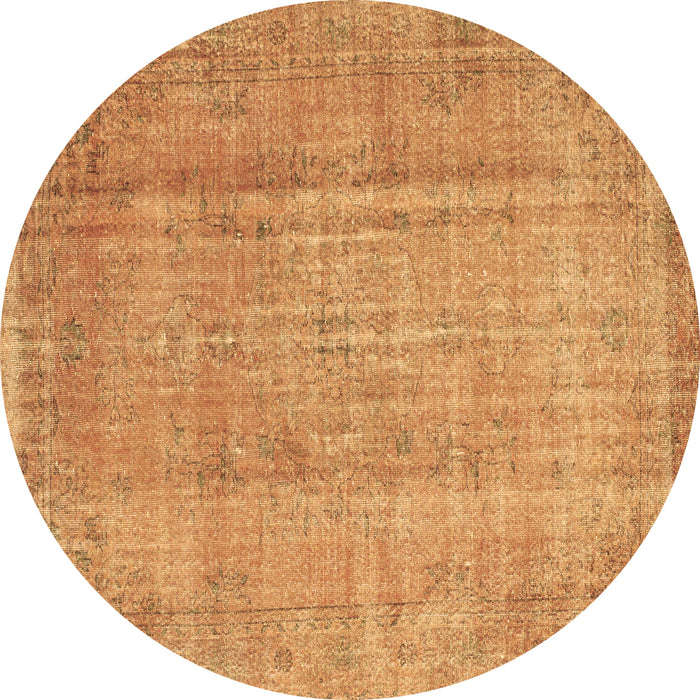Round Abstract Brown Contemporary Rug, con1312brn
