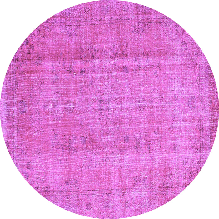 Round Abstract Purple Contemporary Rug, con1312pur