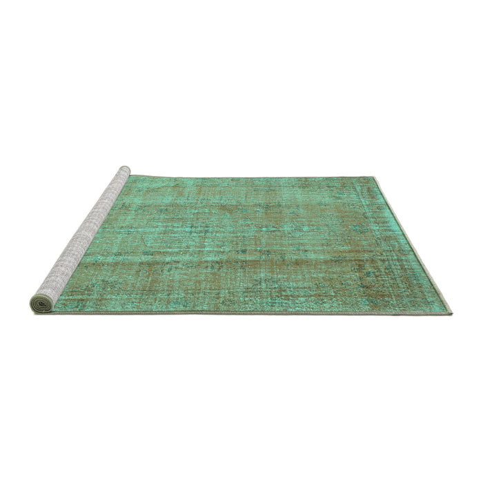 Sideview of Machine Washable Abstract Turquoise Contemporary Area Rugs, wshcon1312turq