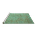 Sideview of Machine Washable Abstract Turquoise Contemporary Area Rugs, wshcon1312turq