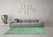 Machine Washable Abstract Turquoise Contemporary Area Rugs in a Living Room,, wshcon1312turq