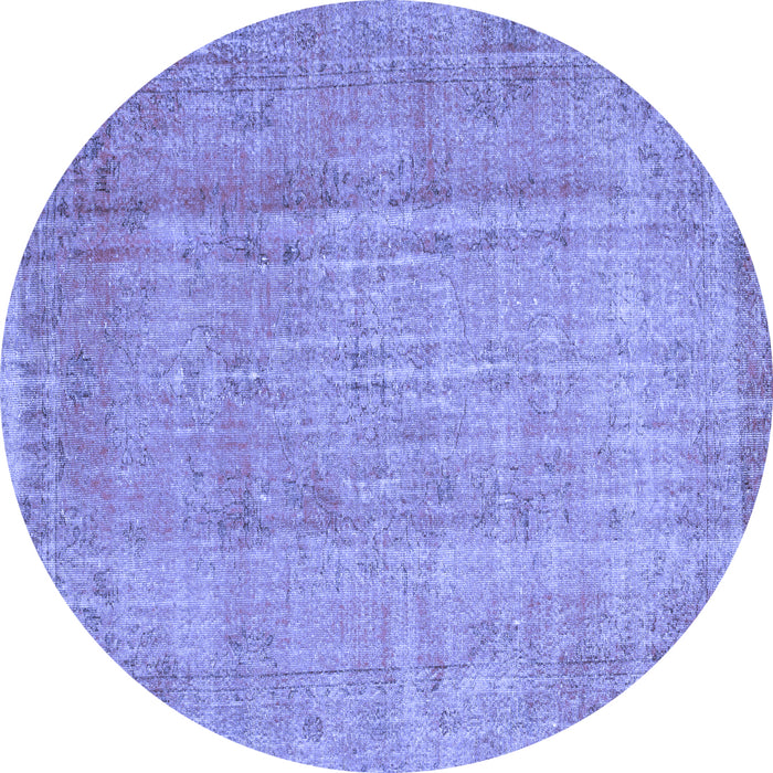 Round Machine Washable Abstract Blue Contemporary Rug, wshcon1312blu