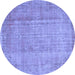 Round Machine Washable Abstract Blue Contemporary Rug, wshcon1312blu