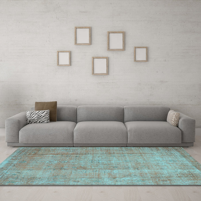 Machine Washable Abstract Light Blue Contemporary Rug in a Living Room, wshcon1312lblu