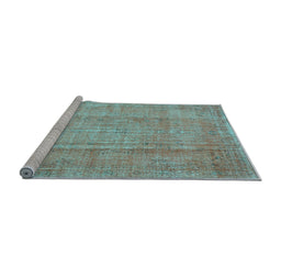 Sideview of Machine Washable Abstract Light Blue Contemporary Rug, wshcon1312lblu