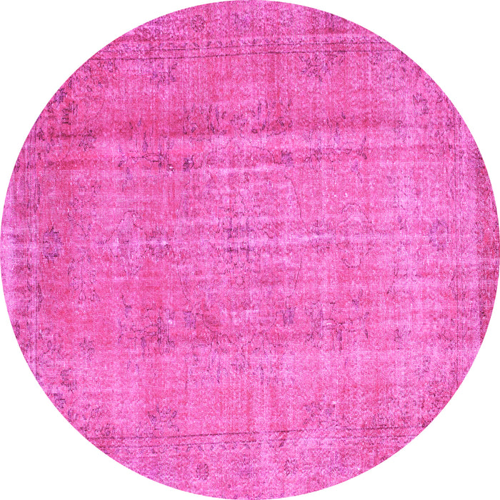 Round Abstract Pink Contemporary Rug, con1312pnk