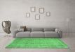 Machine Washable Abstract Emerald Green Contemporary Area Rugs in a Living Room,, wshcon1312emgrn