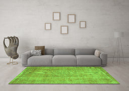 Machine Washable Abstract Green Contemporary Area Rugs in a Living Room,, wshcon1312grn