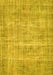 Machine Washable Abstract Yellow Contemporary Rug, wshcon1313yw