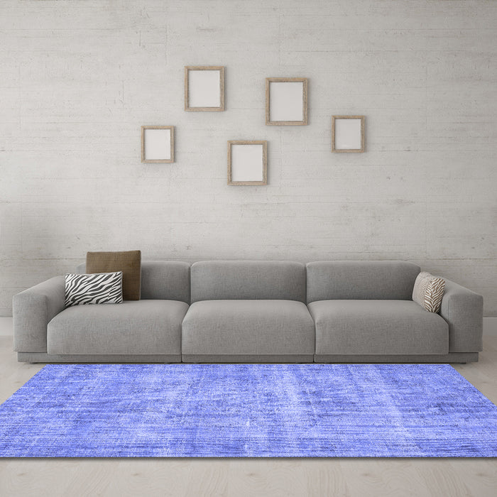 Machine Washable Abstract Blue Contemporary Rug in a Living Room, wshcon1313blu