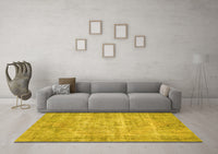 Machine Washable Abstract Yellow Contemporary Rug, wshcon1313yw