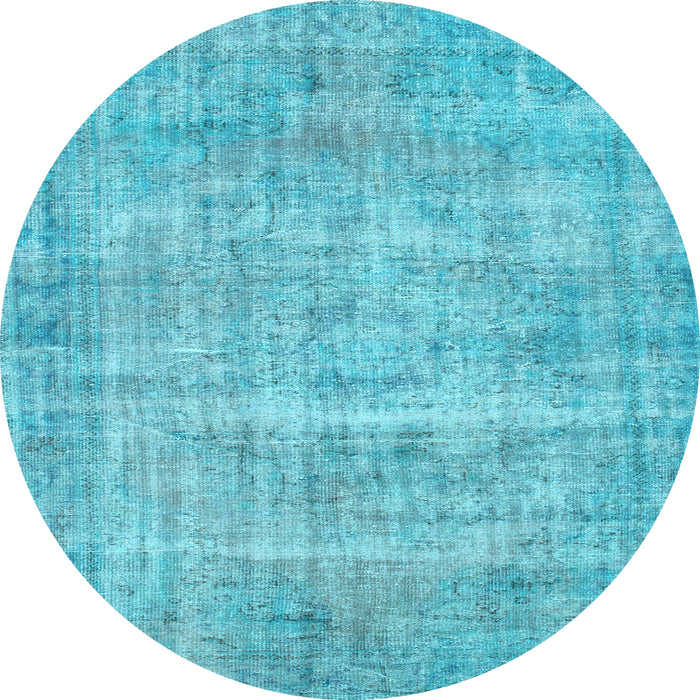 Round Machine Washable Abstract Light Blue Contemporary Rug, wshcon1313lblu