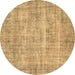 Round Abstract Brown Contemporary Rug, con1313brn