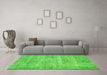 Machine Washable Abstract Green Contemporary Area Rugs in a Living Room,, wshcon1313grn