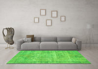 Machine Washable Abstract Green Contemporary Rug, wshcon1313grn