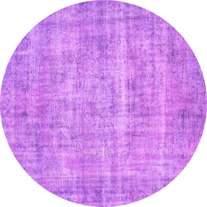 Round Abstract Purple Contemporary Rug, con1313pur