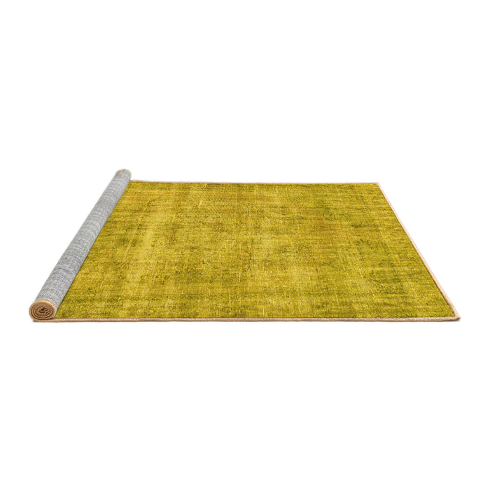 Sideview of Machine Washable Abstract Yellow Contemporary Rug, wshcon1313yw