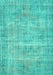 Machine Washable Abstract Turquoise Contemporary Area Rugs, wshcon1313turq