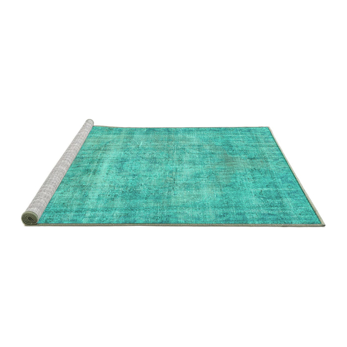 Sideview of Machine Washable Abstract Turquoise Contemporary Area Rugs, wshcon1313turq