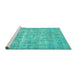 Sideview of Machine Washable Abstract Turquoise Contemporary Area Rugs, wshcon1313turq