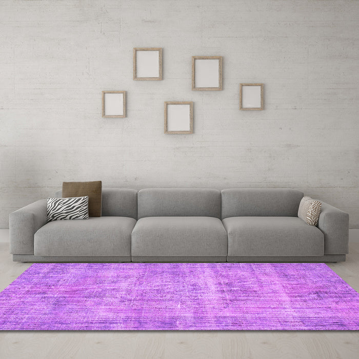 Machine Washable Abstract Purple Contemporary Area Rugs in a Living Room, wshcon1313pur