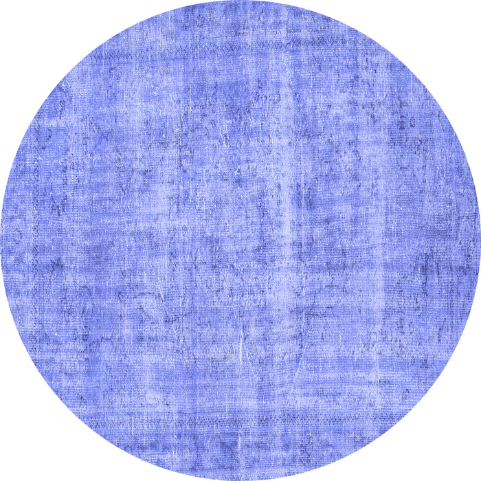 Round Abstract Blue Contemporary Rug, con1313blu