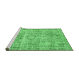 Sideview of Machine Washable Abstract Emerald Green Contemporary Area Rugs, wshcon1313emgrn