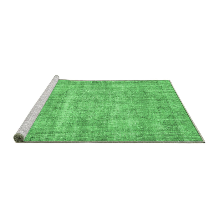 Sideview of Machine Washable Abstract Emerald Green Contemporary Area Rugs, wshcon1313emgrn