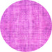 Round Machine Washable Abstract Pink Contemporary Rug, wshcon1313pnk