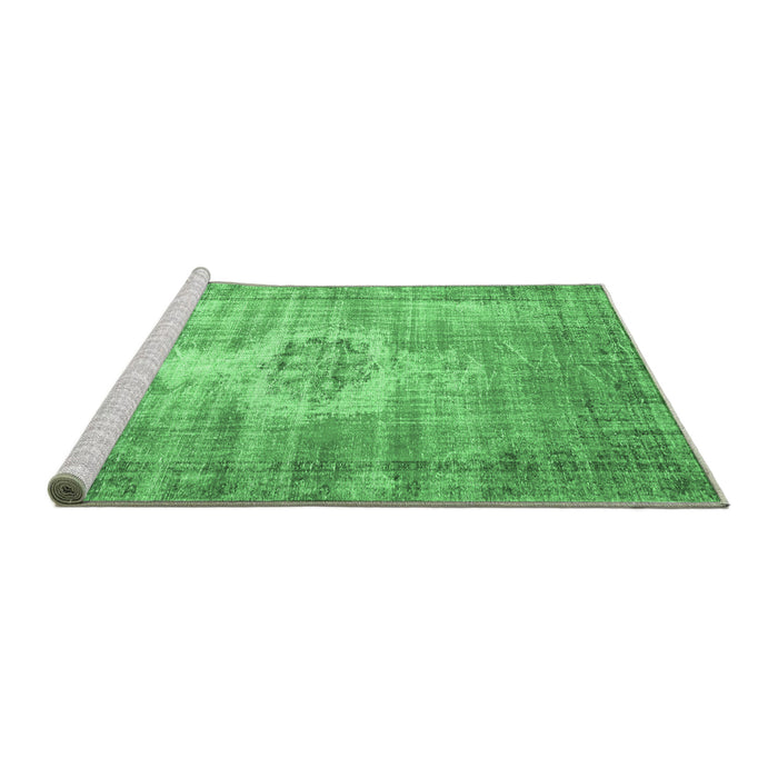 Sideview of Machine Washable Abstract Emerald Green Contemporary Area Rugs, wshcon1314emgrn