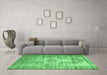 Machine Washable Abstract Emerald Green Contemporary Area Rugs in a Living Room,, wshcon1314emgrn